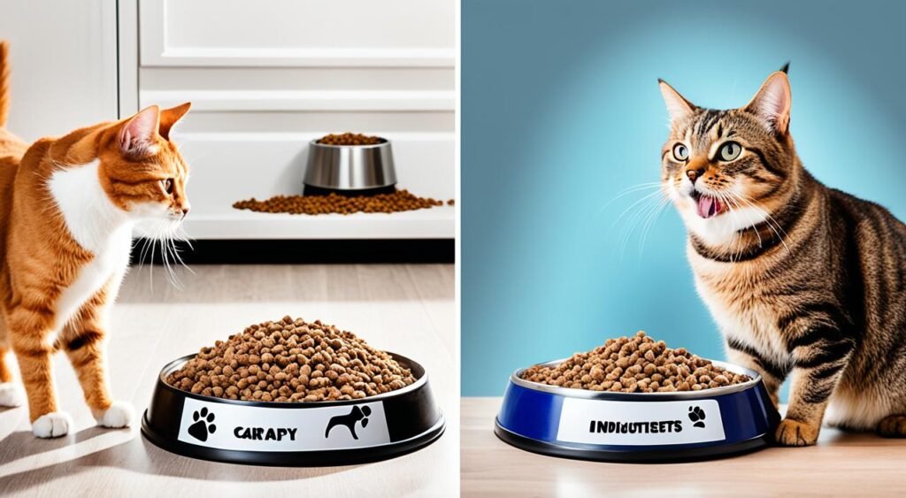 cat eating dog food